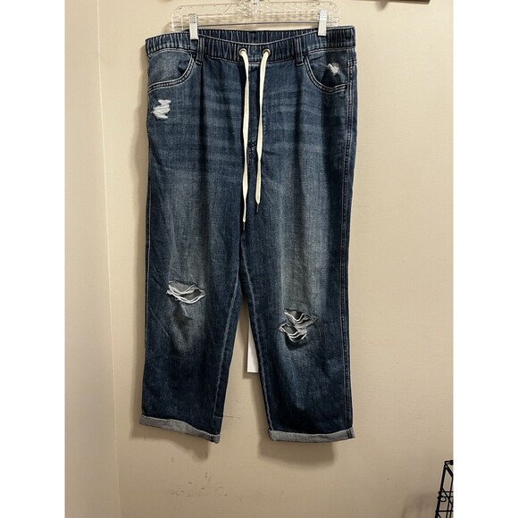 Aerie Denim - Aerie Pull On Distressed Drawstring Waist Jeans Women's Size XL